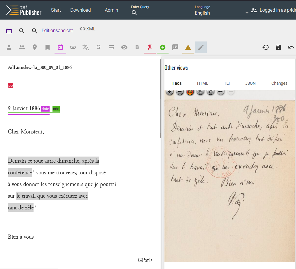 Annotations-Editor TEI Publisher