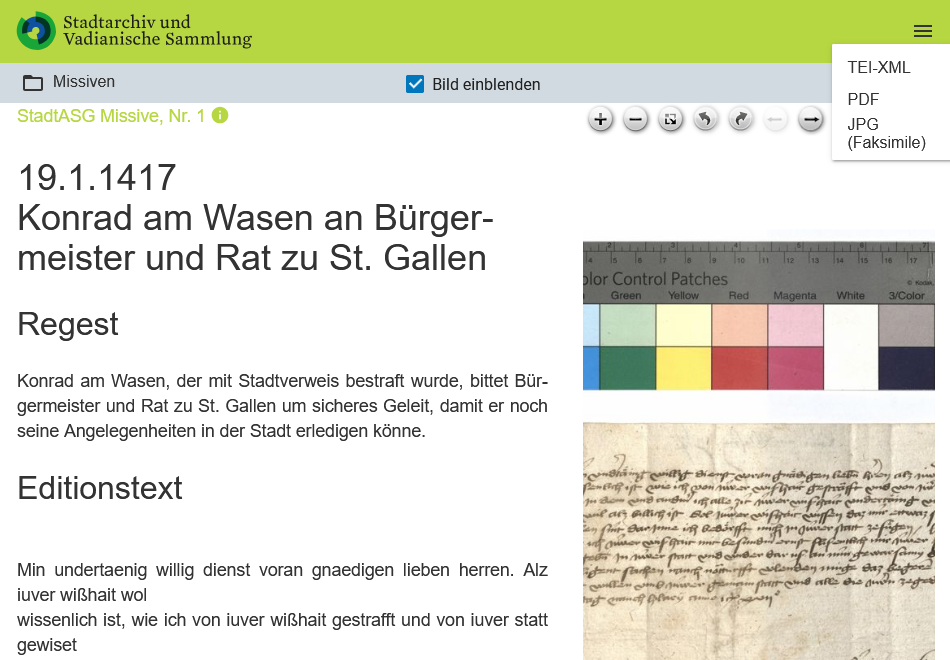 Download options for the Missiven edition